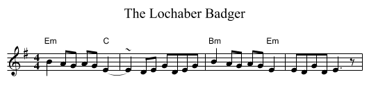 The Lochaber Badger - staff notation