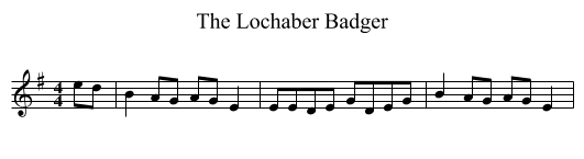 The Lochaber Badger - staff notation