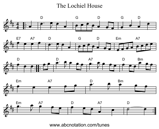 The Lochiel House - staff notation