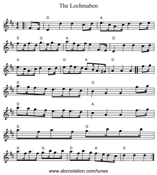 The Lochmaben - staff notation