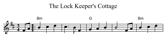 The Lock Keeper's Cottage - staff notation
