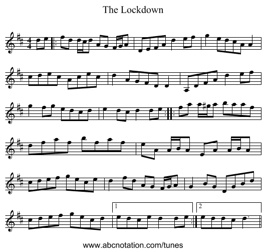 The Lockdown - staff notation