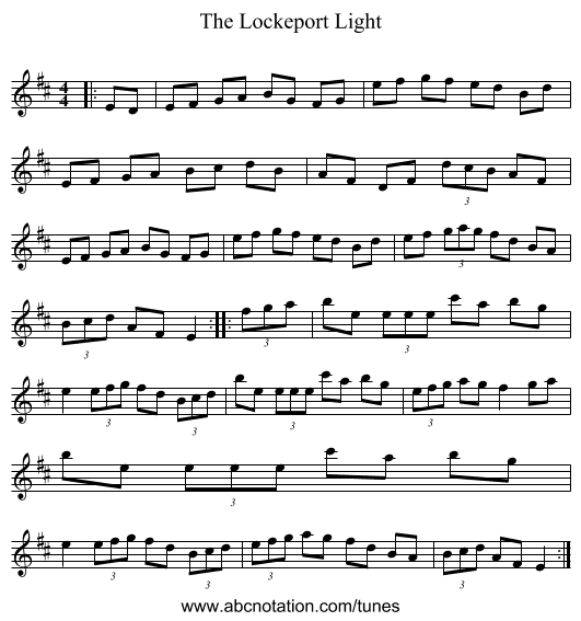 The Lockeport Light - staff notation