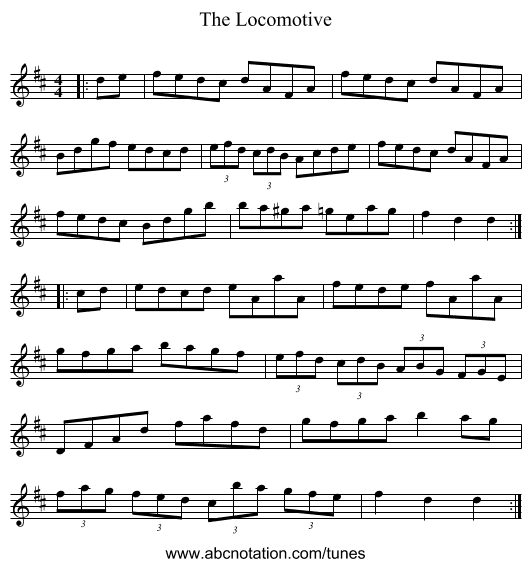 The Locomotive - staff notation