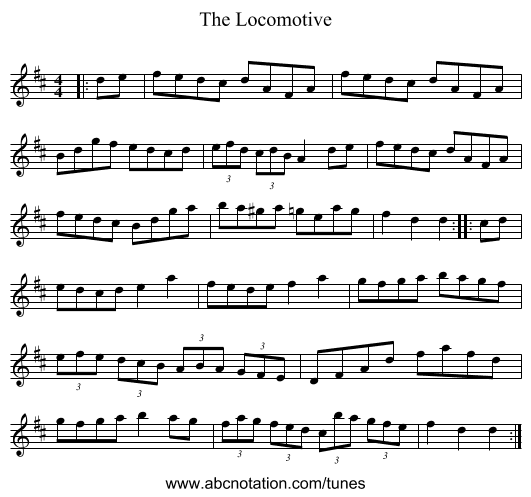 The Locomotive - staff notation