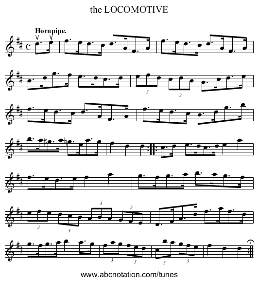 the LOCOMOTIVE - staff notation