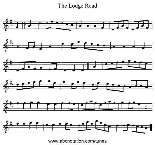 The Lodge Road - staff notation
