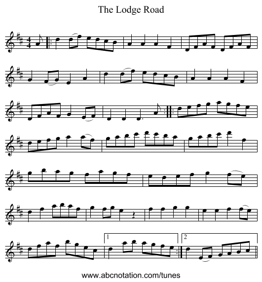 The Lodge Road - staff notation