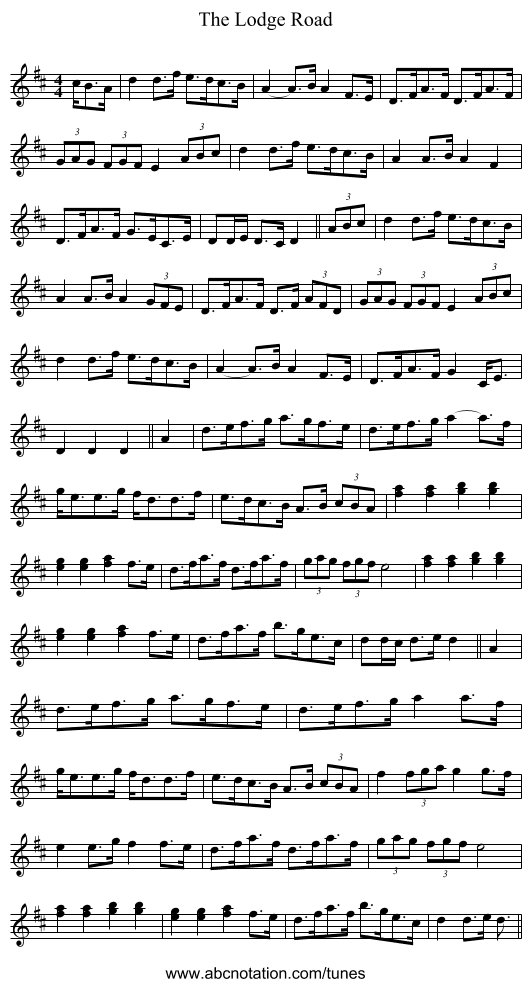 The Lodge Road - staff notation