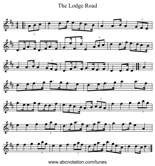 The Lodge Road - staff notation