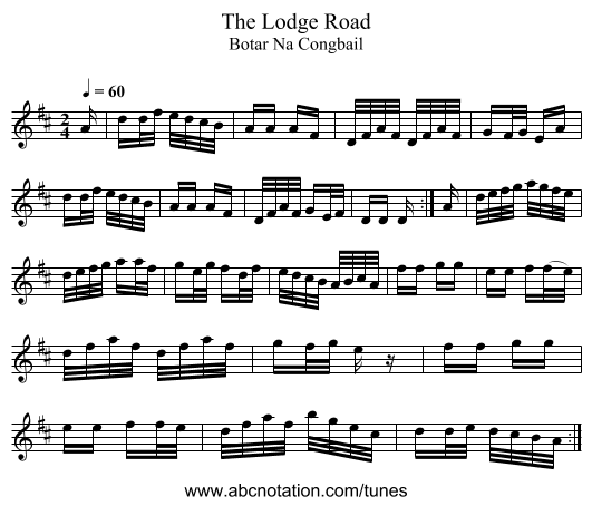 The Lodge Road - staff notation
