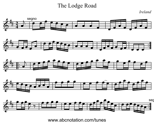 The Lodge Road - staff notation