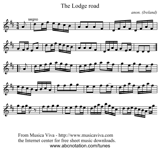 The Lodge road - staff notation
