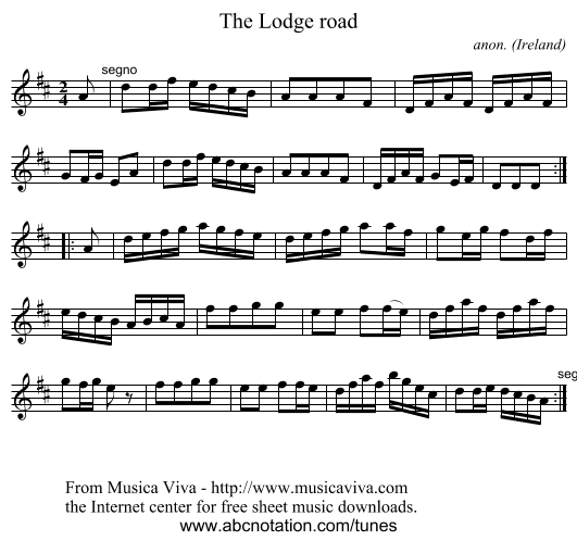 The Lodge road - staff notation