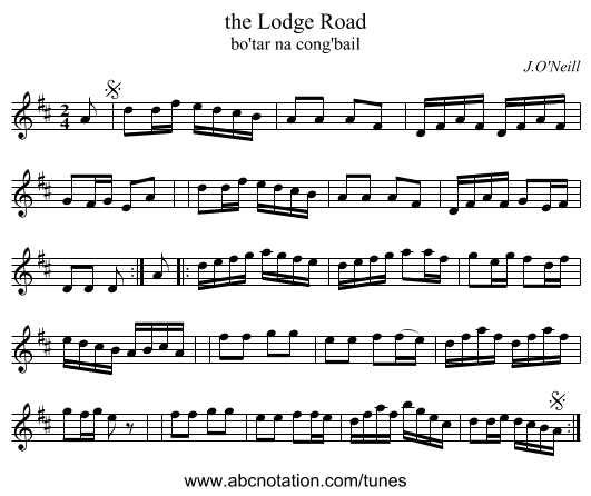 the Lodge Road - staff notation