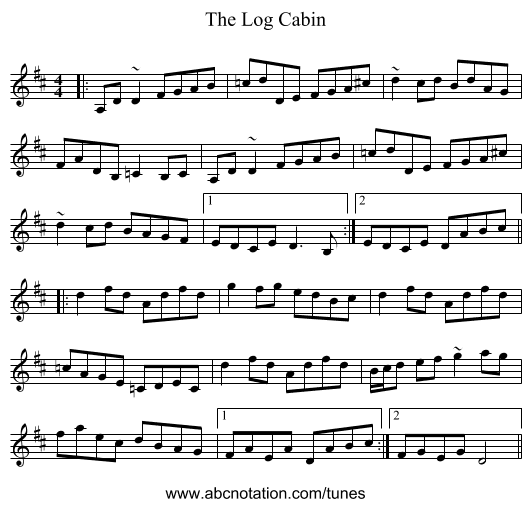 The Log Cabin - staff notation