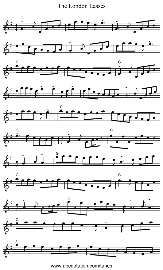 The London Lasses - staff notation