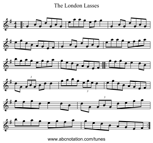 The London Lasses - staff notation