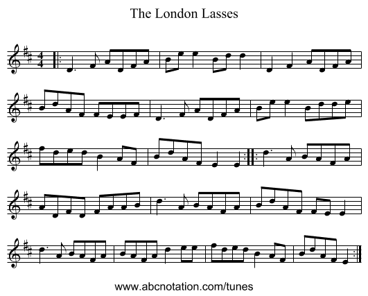 The London Lasses - staff notation