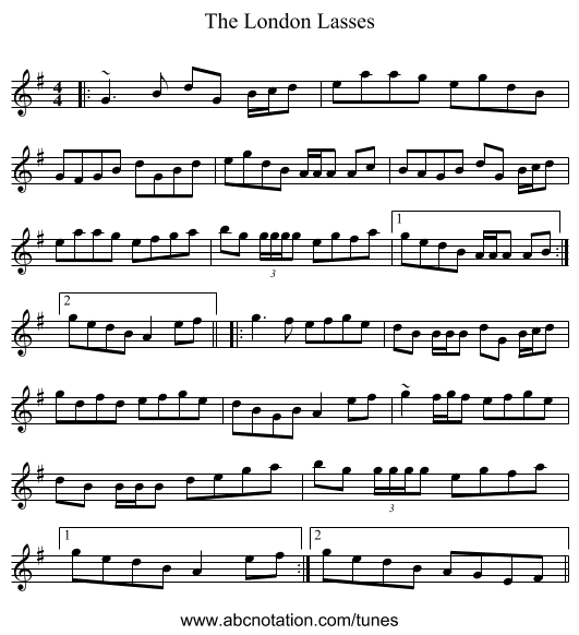 The London Lasses - staff notation