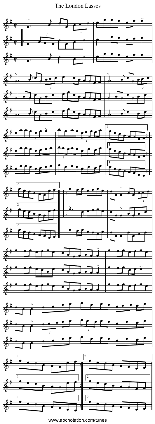 The London Lasses - staff notation