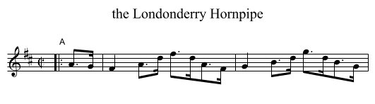 the Londonderry Hornpipe - staff notation