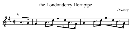 the Londonderry Hornpipe - staff notation