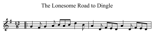 The Lonesome Road to Dingle - staff notation
