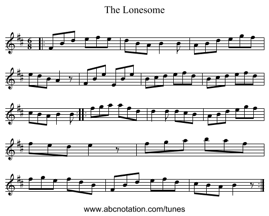 The Lonesome - staff notation