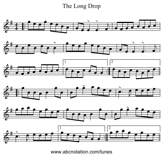 The Long Drop - staff notation