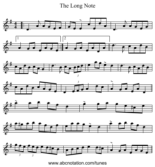 The Long Note - staff notation