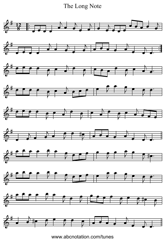 The Long Note - staff notation