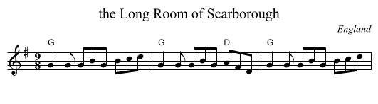 the Long Room of Scarborough - staff notation