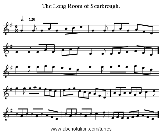 The Long Room of Scarbrough. - staff notation