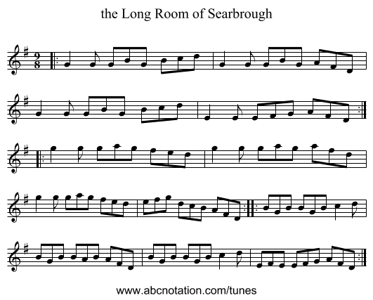 the Long Room of Searbrough - staff notation