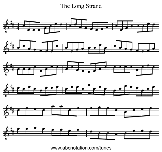 The Long Strand - staff notation