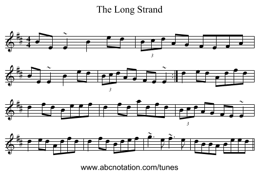 The Long Strand - staff notation