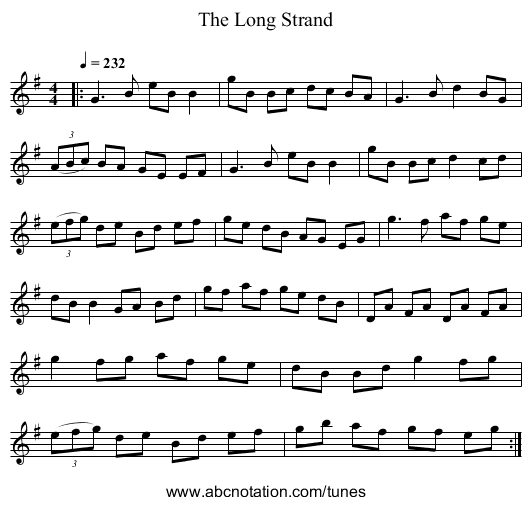 The Long Strand - staff notation