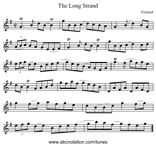 The Long Strand - staff notation