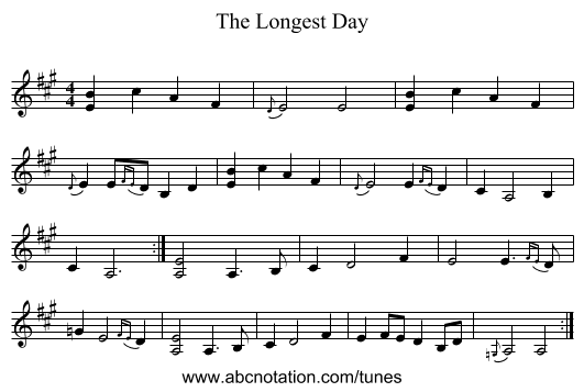 The Longest Day - staff notation