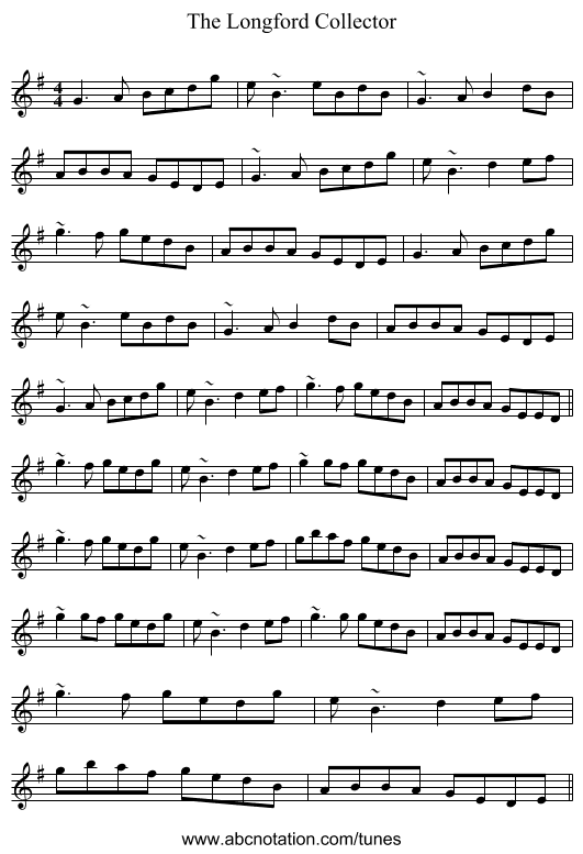The Longford Collector - staff notation