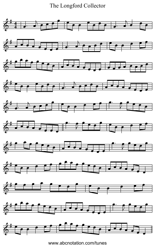 The Longford Collector - staff notation
