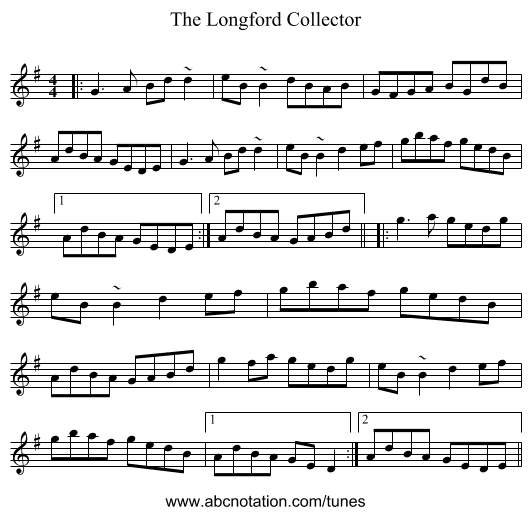 The Longford Collector - staff notation