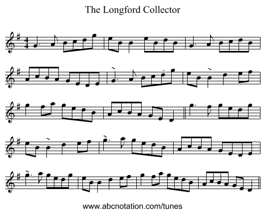 The Longford Collector - staff notation