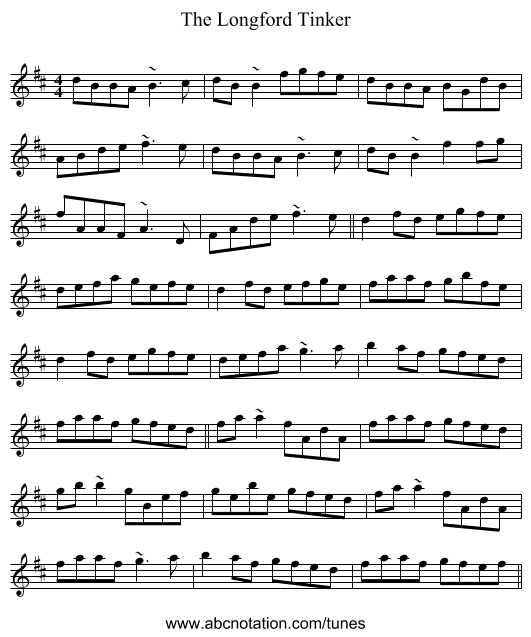 The Longford Tinker - staff notation