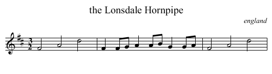 the Lonsdale Hornpipe - staff notation