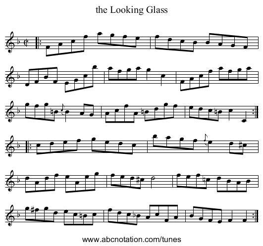 the Looking Glass - staff notation