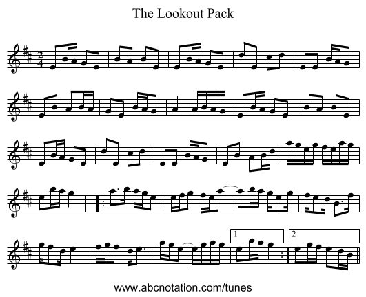 The Lookout Pack - staff notation