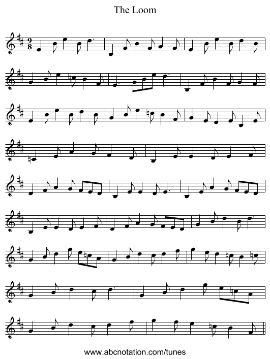 The Loom - staff notation