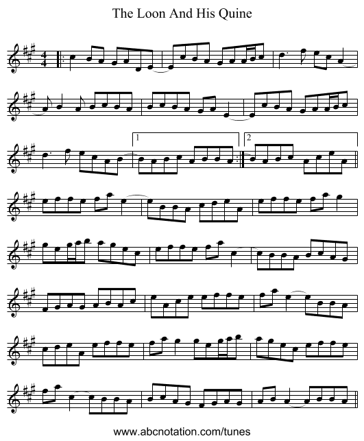 The Loon And His Quine - staff notation